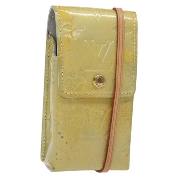 LOUIS VUITTON Monogram Vernis Green Cigarette Case Gris LV Auth - Picture 1 of 16